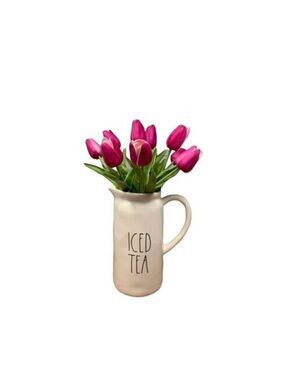 Farmhouse Artificial Pink Tulips 14 Inch Realistic Bundle Of 10 Fake Mom Gift